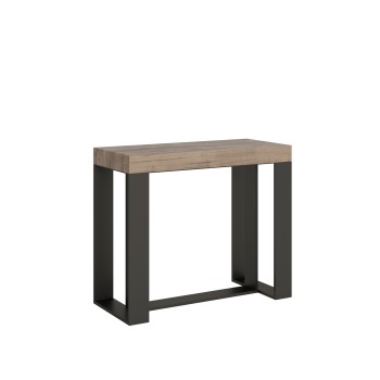 Futura Konsolentisch mit anthrazitfarbenem Gestell – Ausziehbarer Konsolentisch 90 x 40/300 cm, Futura Premium Eiche Natur mit anthrazitfarbenem Gestell
