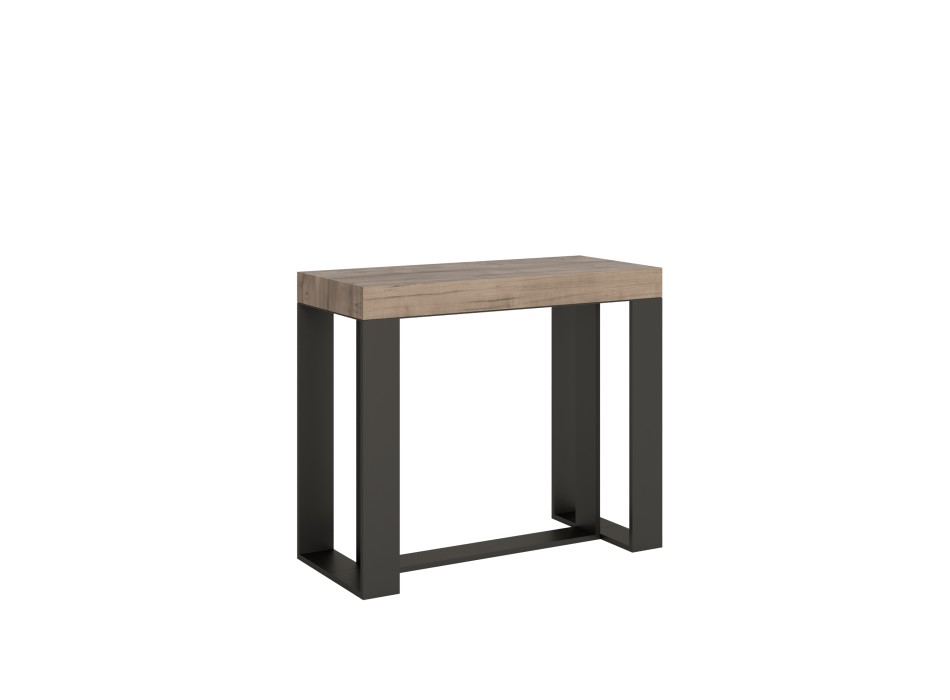 Futura Konsolentisch mit anthrazitfarbenem Gestell – Ausziehbarer Konsolentisch 90 x 40/300 cm, Futura Premium Eiche Natur mit anthrazitfarbenem Gestell
