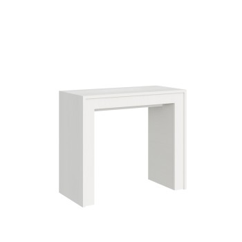 Mia Konsolentisch – Ausziehbarer Konsolentisch 90 x 42/198 cm, Mia Small, Weiß Esche