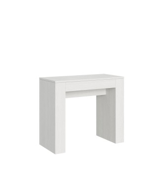 Modemkonsole – Ausziehbare Konsole 90 x 42/198 cm, kleines Modem, Weiß/Esche
