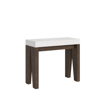 Naxy Konsolentisch – Ausziehbarer Konsolentisch 90 x 40/196 cm, Naxy Small, Weiß, Esche