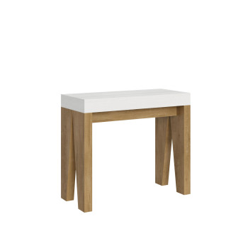 Naxy Konsolentisch – Ausziehbarer Konsolentisch 90 x 40/196 cm, Naxy Small, Weiß, Esche