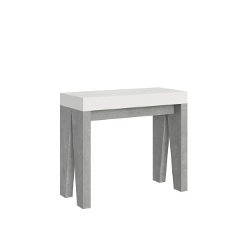 Naxy Konsolentisch – Ausziehbarer Konsolentisch 90 x 40/196 cm, Naxy Small, Weiß, Esche