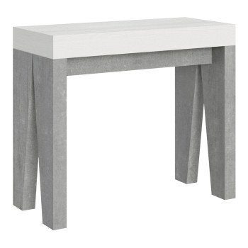 Naxy Konsolentisch – Ausziehbarer Konsolentisch 90 x 40/196 cm, Naxy Small, Weiß, Esche