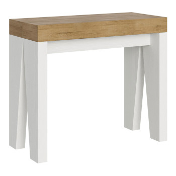 Naxy Konsolentisch – Ausziehbarer Konsolentisch 90 x 40/196 cm, Naxy Small, Weiß, Esche