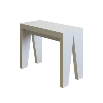 Naxy Konsolentisch – Ausziehbarer Konsolentisch 90 x 40/196 cm, Naxy Small, Weiß, Esche