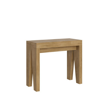 Naxy Konsolentisch – Ausziehbarer Konsolentisch 90 x 40/196 cm, Naxy Small, Weiß, Esche