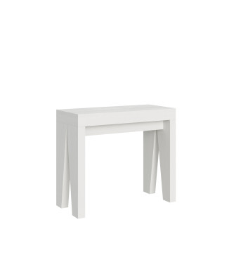 Naxy Konsolentisch – Ausziehbarer Konsolentisch 90 x 40/196 cm, Naxy Small, Weiß, Esche