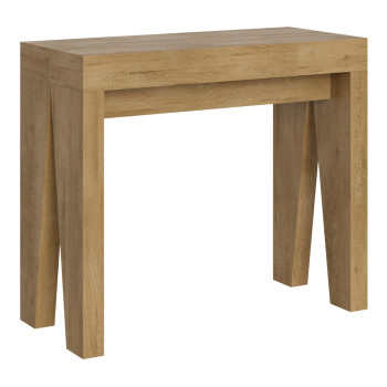 Naxy Konsolentisch – Ausziehbarer Konsolentisch 90 x 40/300 cm, Naxy Weiß-Esche