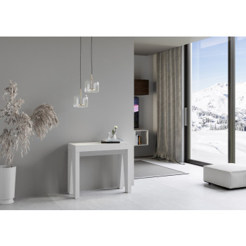 Naxy Konsolentisch – Ausziehbarer Konsolentisch 90 x 40/300 cm, Naxy Weiß-Esche