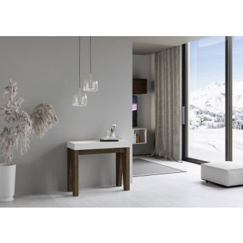 Naxy Konsolentisch – Ausziehbarer Konsolentisch 90 x 40/300 cm, Naxy Weiß-Esche