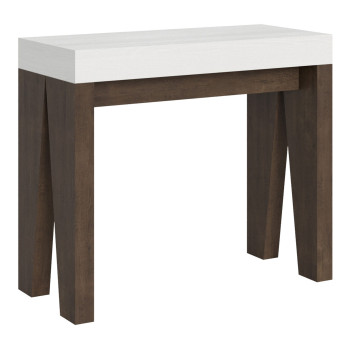 Naxy Konsolentisch – Ausziehbarer Konsolentisch 90 x 40/300 cm, Naxy Weiß-Esche