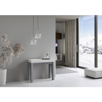 Naxy Konsolentisch – Ausziehbarer Konsolentisch 90 x 40/300 cm, Naxy Weiß-Esche