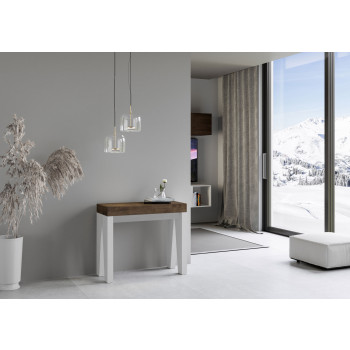 Naxy Konsolentisch – Ausziehbarer Konsolentisch 90 x 40/300 cm, Naxy Weiß-Esche