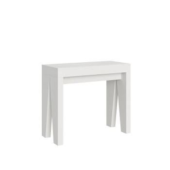 Naxy Konsolentisch – Ausziehbarer Konsolentisch 90 x 40/300 cm, Naxy Weiß-Esche