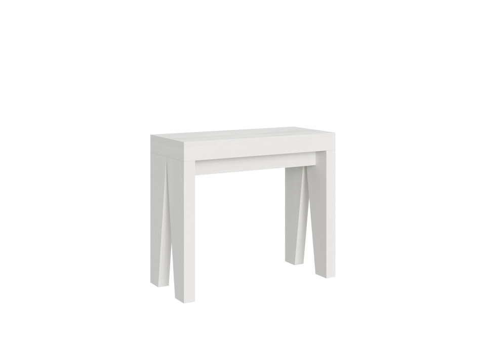 Naxy Konsolentisch – Ausziehbarer Konsolentisch 90 x 40/300 cm, Naxy Weiß-Esche