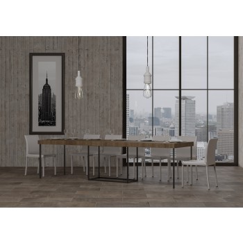 Nordica Konsolentisch mit anthrazitfarbenem Gestell – Ausziehbarer Konsolentisch 90 x 40/300 cm, Nordica Premium Eiche Natur mit anthrazitfarbenem Gestell