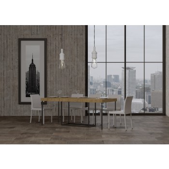 Nordica Konsolentisch mit anthrazitfarbenem Gestell – Ausziehbarer Konsolentisch 90 x 40/300 cm, Nordica Premium Eiche Natur mit anthrazitfarbenem Gestell