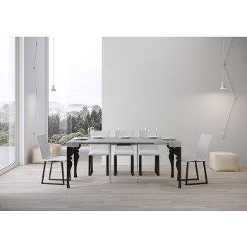 Paxon Konsolentisch mit anthrazitfarbenen Beinen – Paxon Kleiner ausziehbarer Konsolentisch 90x40/196 cm mit Beinen aus weißer Esche und anthrazitfarbenen Beinen