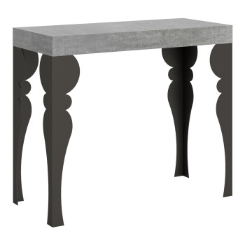 Paxon Konsolentisch mit anthrazitfarbenen Beinen – Paxon Kleiner ausziehbarer Konsolentisch 90x40/196 cm mit Beinen aus weißer Esche und anthrazitfarbenen Beinen
