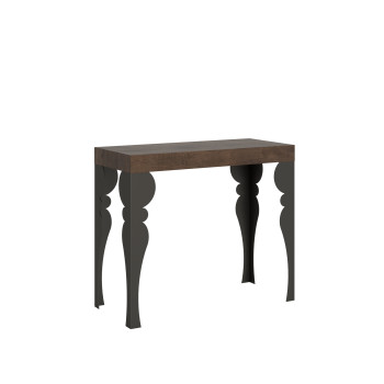 Paxon Konsolentisch mit anthrazitfarbenen Beinen – Paxon Kleiner ausziehbarer Konsolentisch 90x40/196 cm mit Beinen aus weißer Esche und anthrazitfarbenen Beinen