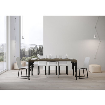 Paxon Konsolentisch mit anthrazitfarbenen Beinen – Paxon Kleiner ausziehbarer Konsolentisch 90x40/196 cm mit Beinen aus weißer Esche und anthrazitfarbenen Beinen
