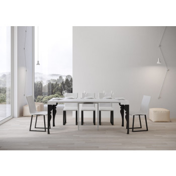 Paxon Konsolentisch mit anthrazitfarbenen Beinen – Paxon Kleiner ausziehbarer Konsolentisch 90x40/196 cm mit Beinen aus weißer Esche und anthrazitfarbenen Beinen
