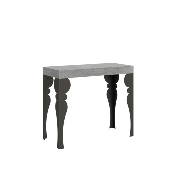 Paxon Konsolentisch mit anthrazitfarbenen Beinen – Paxon Kleiner ausziehbarer Konsolentisch 90x40/196 cm mit Beinen aus weißer Esche und anthrazitfarbenen Beinen