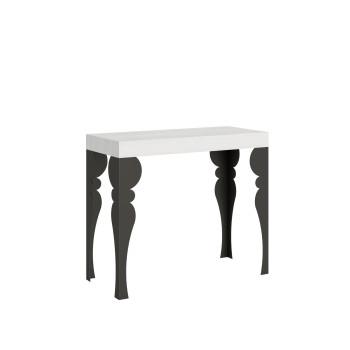 Paxon Konsolentisch mit anthrazitfarbenen Beinen – Paxon Kleiner ausziehbarer Konsolentisch 90x40/196 cm mit Beinen aus weißer Esche und anthrazitfarbenen Beinen