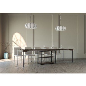Plano Konsolentisch mit anthrazitfarbenem Gestell – Ausziehbarer Konsolentisch 90 x 40/300 cm, Plano Weiße Esche mit anthrazitfarbenem Gestell