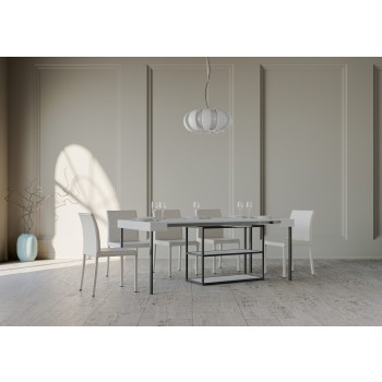 Plano Konsolentisch mit anthrazitfarbenem Gestell – Ausziehbarer Konsolentisch 90 x 40/300 cm, Plano Weiße Esche mit anthrazitfarbenem Gestell
