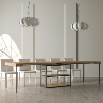 Plano Konsolentisch mit anthrazitfarbenem Gestell – Ausziehbarer Konsolentisch 90 x 40/300 cm, Plano Weiße Esche mit anthrazitfarbenem Gestell