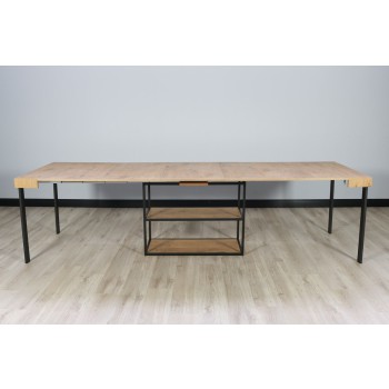 Plano Konsolentisch mit anthrazitfarbenem Gestell – Ausziehbarer Konsolentisch 90 x 40/300 cm, Plano Weiße Esche mit anthrazitfarbenem Gestell