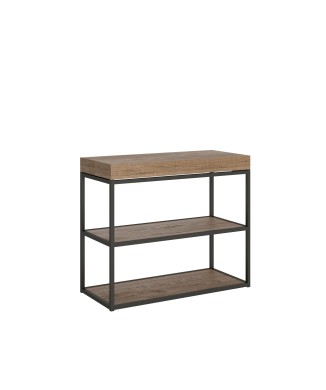 Plano Konsolentisch mit anthrazitfarbenem Gestell – Ausziehbarer Konsolentisch 90 x 40/300 cm, Plano Premium Eiche Natur mit anthrazitfarbenem Gestell