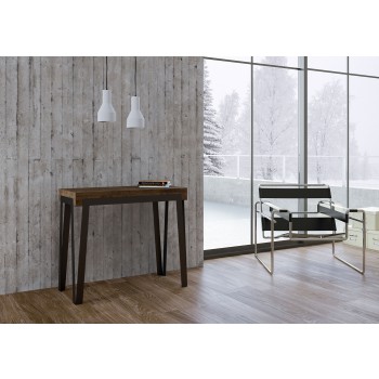 Rio Konsolentisch mit Rostgestell – Ausziehbarer Konsolentisch 90 x 40/196 cm Rio Small Premium Natur Eiche mit Rostgestell