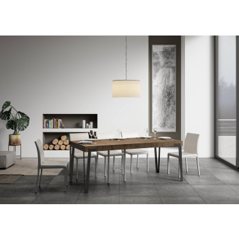 Rio Konsolentisch mit Rostgestell – Ausziehbarer Konsolentisch 90 x 40/196 cm Rio Small Premium Natur Eiche mit Rostgestell