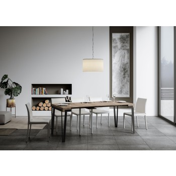 Rio Konsolentisch mit Rostgestell – Ausziehbarer Konsolentisch 90 x 40/196 cm Rio Klein Natur Eiche mit Rostgestell