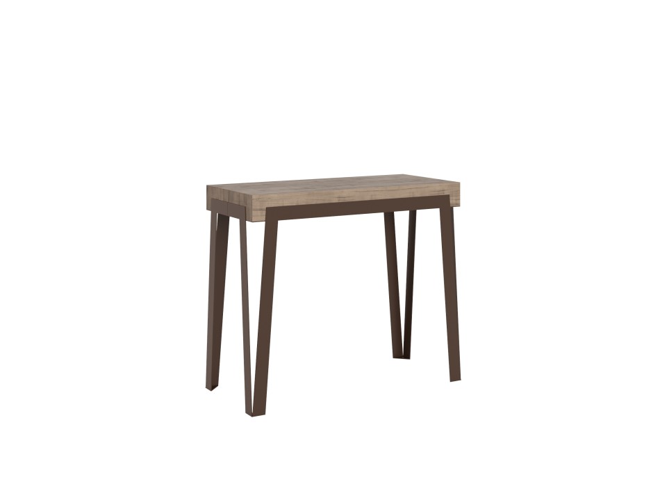 Rio Konsolentisch mit Rostgestell – Ausziehbarer Konsolentisch 90 x 40/196 cm Rio Klein Natur Eiche mit Rostgestell