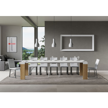 Roxell Konsolentisch – Ausziehbarer Konsolentisch 90 x 40/300 cm, Roxell Weiß-Esche
