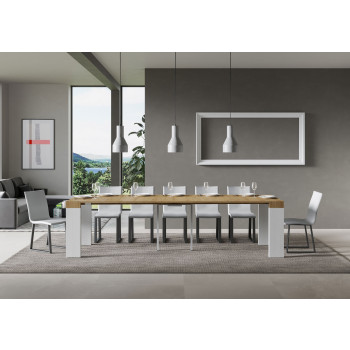 Roxell Konsolentisch – Ausziehbarer Konsolentisch 90 x 40/300 cm, Roxell Weiß-Esche