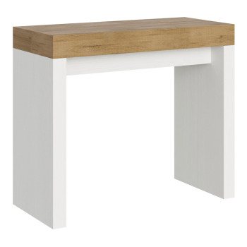 Roxell Konsolentisch – Ausziehbarer Konsolentisch 90 x 40/300 cm, Roxell Weiß-Esche