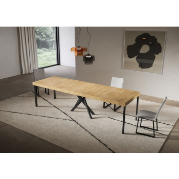 Saki Premium Konsolentisch mit anthrazitfarbenen Beinen – Ausziehbarer Konsolentisch 90 x 40/300 cm, Saki Premium Kaschmir, mit anthrazitfarbenen Beinen