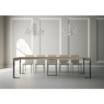 Sintesi Konsolentisch mit anthrazitfarbenem Gestell – Ausziehbarer Konsolentisch 90 x 40/300 cm, Sintesi Weißesche mit anthrazitfarbenem Gestell