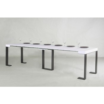 Sintesi Konsolentisch mit anthrazitfarbenem Gestell – Ausziehbarer Konsolentisch 90 x 40/300 cm, Sintesi Weißesche mit anthrazitfarbenem Gestell