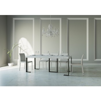 Sintesi Konsolentisch mit anthrazitfarbenem Gestell – Ausziehbarer Konsolentisch 90 x 40/300 cm, Sintesi Premium Eiche Natur mit anthrazitfarbenem Gestell