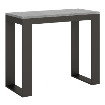 Tecno Evolution Konsolentisch mit anthrazitfarbenen Beinen und Gestell – Tecno Small Evolution ausziehbarer Konsolentisch 90 x 40/196 cm mit Gestell aus weißer Esche und anthrazitfarbenen Beinen