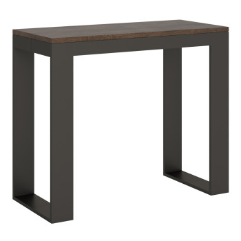 Tecno Evolution Konsolentisch mit anthrazitfarbenen Beinen und Gestell – Tecno Small Evolution ausziehbarer Konsolentisch 90 x 40/196 cm mit Gestell aus weißer Esche und anthrazitfarbenen Beinen
