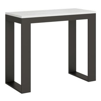 Tecno Evolution Konsolentisch mit anthrazitfarbenen Beinen und Gestell – Tecno Small Evolution ausziehbarer Konsolentisch 90 x 40/196 cm mit Gestell aus weißer Esche und anthrazitfarbenen Beinen
