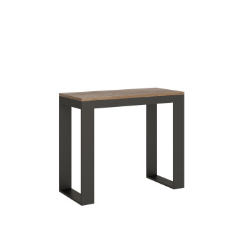 Tecno Evolution Konsolentisch mit anthrazitfarbenen Beinen und Gestell – Tecno Small Evolution ausziehbarer Konsolentisch 90 x 40/196 cm mit Gestell aus weißer Esche und anthrazitfarbenen Beinen