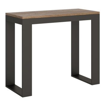 Tecno Evolution Konsolentisch mit anthrazitfarbenen Beinen und Gestell – Tecno Small Evolution ausziehbarer Konsolentisch 90 x 40/196 cm mit Gestell aus weißer Esche und anthrazitfarbenen Beinen